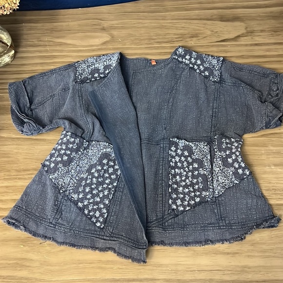 ANTHROPOLOGIE BLUE COTTON KIMONO ORIGAMI STYLE TOP XS - Picture 8 of 16